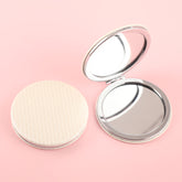 Unique Design, Plating Silver Metal Frame, Hexagonal Pattern PU Eco-friendly Leather Embellishment, HD Glass, 60*60mm Bright Makeup Mirror! Three Trendy Colors to Create Your Fashionable Space! #FashionHome #MirrorFrameDesign #PULeatherDecoration